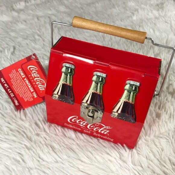 Vintage Coca-Cola Handled Dual - Side Open Raised Coke Bottle Toolbox Tin - Picture 6 of 8
